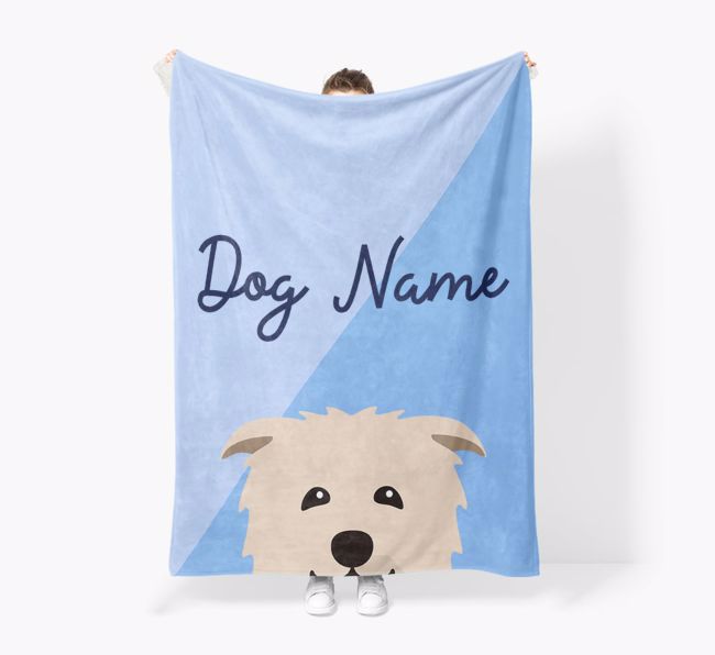 Peeking Name: Personalized {breedFullName} Premium Sherpa Fleece Blanket